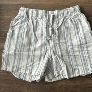 Uniqlo Linen/Cotton Blend Elastic Waist Striped Shorts in Sz Small